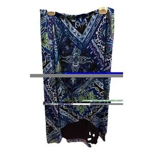 Chicos Colorful Faux Wrap Stretch Mesh Hi Lo Skirt sz 2 Large Good Pool Coverup